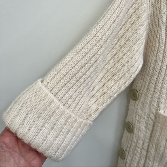 Joie cotton alpaca cream ribbed knit tunic sweater buttoned sides size XXS/S - Picture 4 of 8